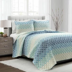 Medallion Ombre Reversible Oversized Quilt 3Pc Set Blue/Navy -Bed Linings Sales 2024 4ed30cbf61044417a4dfef15df20fed4