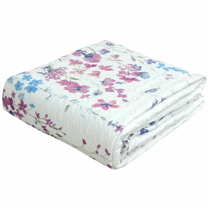 3 PCS Quilt Bedspread Coverlet White Floral Design Microfiber Full Size White 4 3 PCS Quilt Bedspread Coverlet White Floral Design Microfiber Full Size White - Image 4