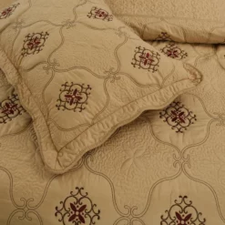 MarCielo 3 Piece Quilted Embroidery Quilts Bedspreads Set Emma Gold -Bed Linings Sales 2024 552bcbf401ed461596a56d7a81ba8f68