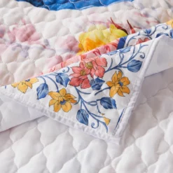 Tess Microfiber Quilt Set, Peacock, Floral Print, Multicolor-Benzara Multicolor, White, Blue, Red, Yellow -Bed Linings Sales 2024 565e485a432c40c787df28f377050af5