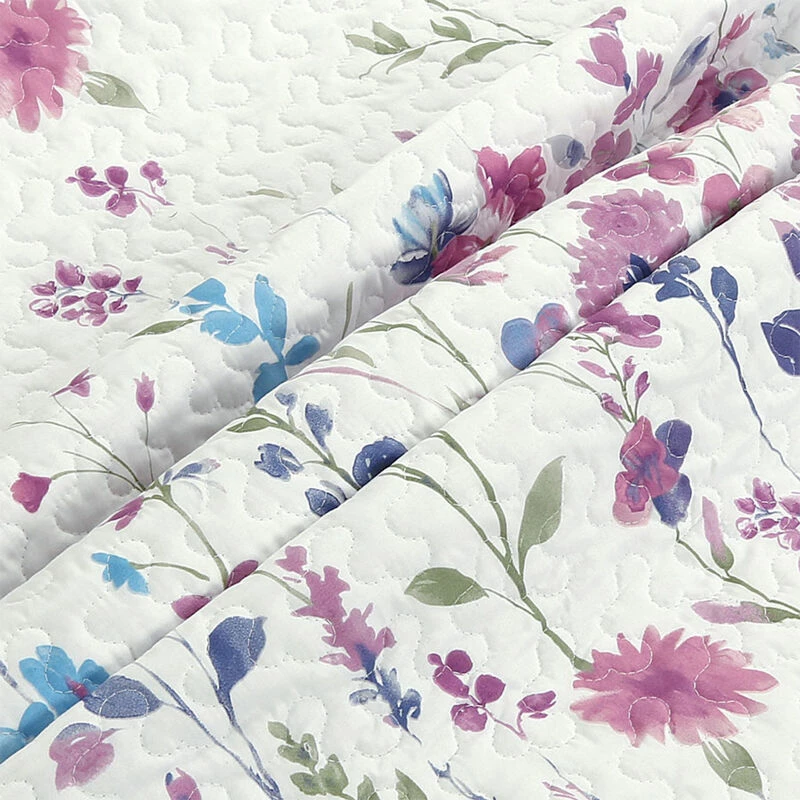 3 PCS Quilt Bedspread Coverlet White Floral Design Microfiber Full Size White 2 3 PCS Quilt Bedspread Coverlet White Floral Design Microfiber Full Size White - Image 2