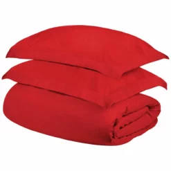 HomeRoots Red Queen Cotton Blend 300 Thread Count Washable Duvet Cover Set