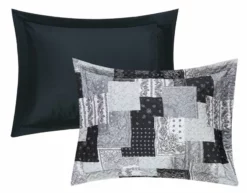 Chic Home Eliana 8 Piece Reversible Quilt Coverlet Set Embossed Patchwork Bohemian Paisley Print Quilted Design Bed In A Bag Included Queen Black Black -Bed Linings Sales 2024 5acd63cc60094c6181167a30af4fc1a0 1