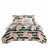 Amara Watercolor Rose Quilt 5Pc Set Black/Dusty Rose