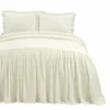 Belgian Flax Prewashed Linen Rich Cotton Blend Bedspread 3Pc Set Ivory