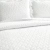 French Country Geo Ruffle Skirt Bedspread 3Pc Set White