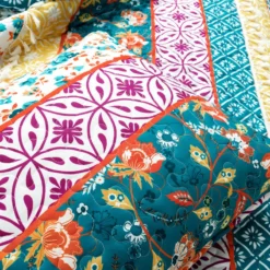 Emily Boho Stripe Reversible Quilt 3Pc Set Turquoise -Bed Linings Sales 2024 61dd14f1c6c44125bcb30b4ae011d510