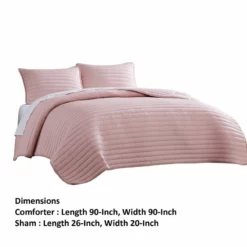 Cabe 2 Piece Comforter Set, Polyester Puffer Channel Quilted -Benzara Pink -Bed Linings Sales 2024 6271759ebe4b4f33a6b58d317a043406
