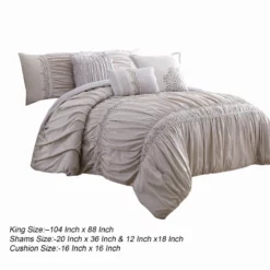 Rue 8 Piece Comforter Set, Microfiber, Pleated Design, Beige-Benzara Beige -Bed Linings Sales 2024 63282a49b09247b58c2418a175f4d0bc