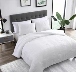 Elm 3 Piece Comforter Set Queen White White