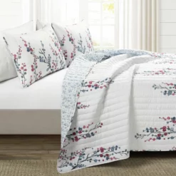Mirabelle Watercolor Floral Reversible Quilt 3Pc Set Blue/Coral -Bed Linings Sales 2024 6eac4d9f52b94859b4b359825c0e1661