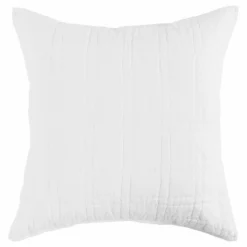 Ellis 26 Inch Square Euro Pillow Sham, Silvadur Tech, Self Binding, White-Benzara
