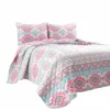 Navajo Stripe Malibu Reversible Oversized Quilt 2Pc Set Pink/Turquoise