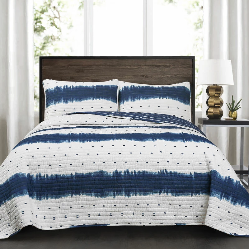 Jane Shibori Quilt 3Pc Set Navy 1 Jane Shibori Quilt 3Pc Set Navy