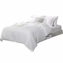 HomeRoots White Queen Microfiber 1400 Thread Count Machine Washable Duvet Cover Set