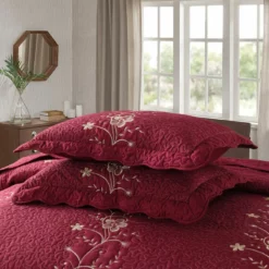 MarCielo 3 Piece Lightweight Bedspread Quilt Set Lapaz Burgundy -Bed Linings Sales 2024 739256b2944c456999bd76a78a366480