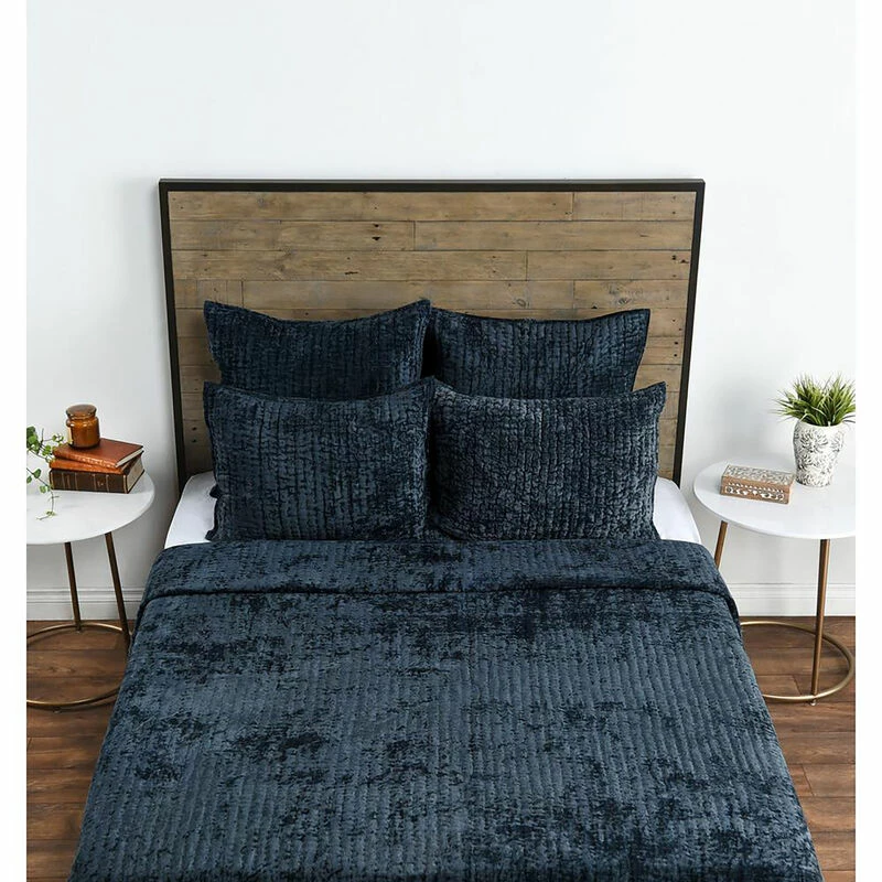 Kosas Home Dimitry 100% Rayon Velvet Ocean Blue King Quilt By Kosas Home 2 Kosas Home Dimitry 100% Rayon Velvet Ocean Blue King Quilt By Kosas Home - Image 2