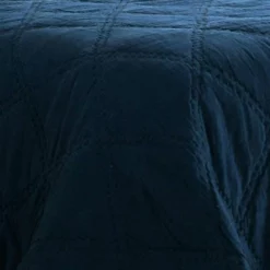 Hara Hand Quilted Flax Linen Quilt Polyester Fill, Midnight Blue-Benzara Blue -Bed Linings Sales 2024 770cf2ed74b9429ab8fdd2c7dc427ce1