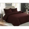 Bedspread Coverlet 3 Pcs Set Oversized Full Size White Color Brown