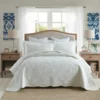 MarCielo 100% Cotton Oversized Bedspread Quilt Set Embroidery TF Soft White