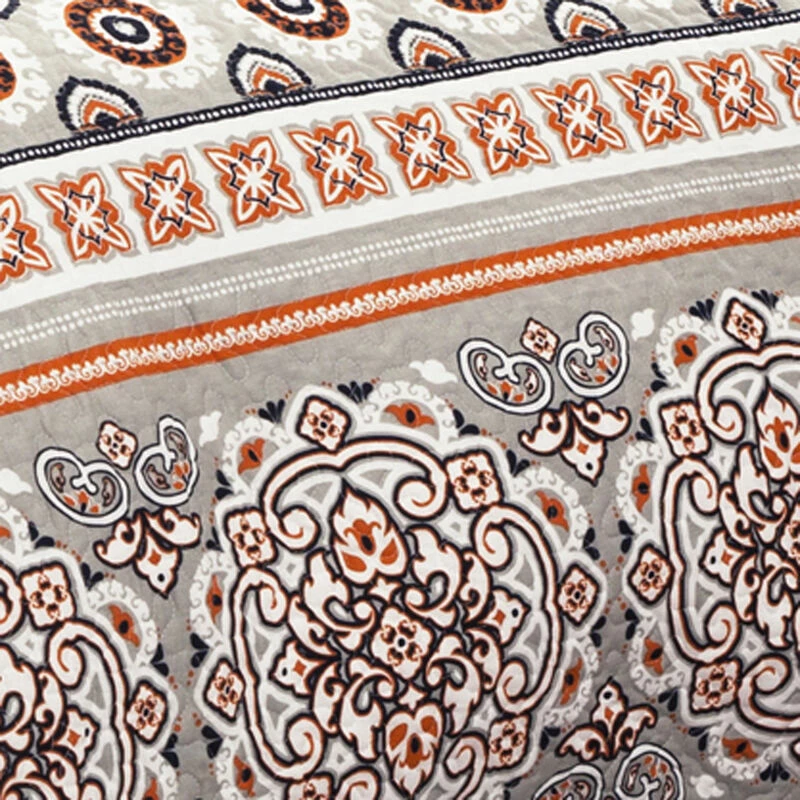 Nesco Stripe Quilt 3Pc Set Navy/Coral 3 Nesco Stripe Quilt 3Pc Set Navy/Coral - Image 3