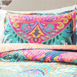Boho Chic Reversible Oversized Cotton Quilt 3Pc Set Turquoise/Navy -Bed Linings Sales 2024 806081ecb8bc4cfebc7be7fc170ce77e