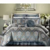 Chic Home Perfect Angelo Jacquard Scroll Fabric Complete Master Bedroom King Bed Set, 13 Piece