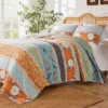 Barefoot Bungalow Carlie High Quality Striped Print 3-Piece Quilt Set Calico Stripe