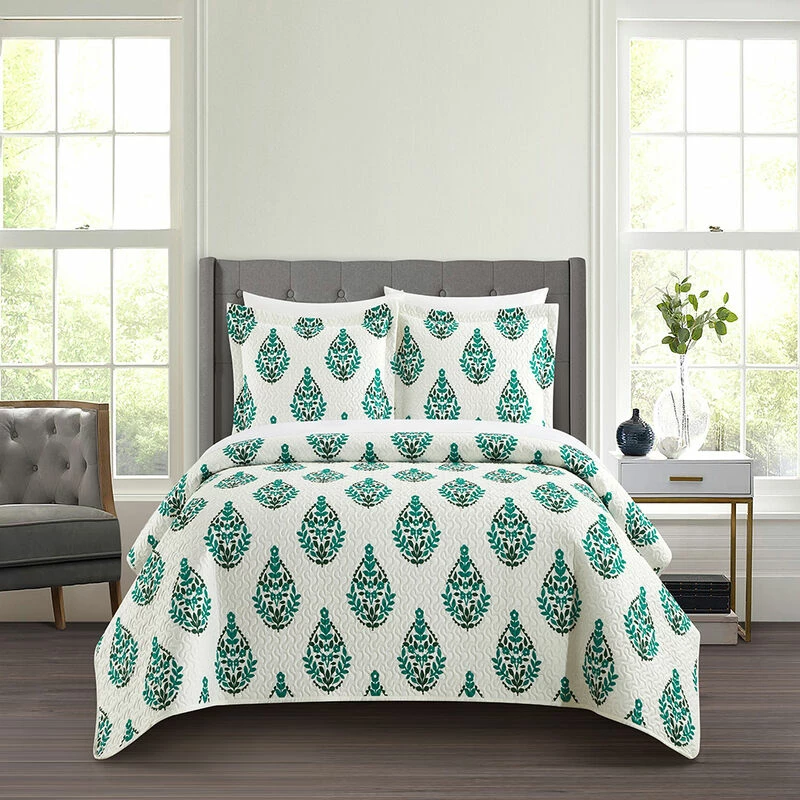 Chic Home Breana Quilt Set Floral Medallion Print Design Bed In A Bag Bedding Green Green 2 Chic Home Breana Quilt Set Floral Medallion Print Design Bed In A Bag Bedding Green Green - Image 2