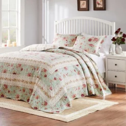 Greenland Home Antique Rose Bright Florals And Whimsical Songbirds Bedspread Set 3-Piece Blue -Bed Linings Sales 2024 8a3d02564ced4ddb874b730cd8c0b978