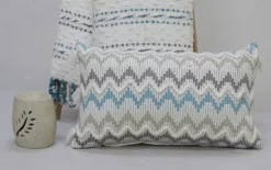14"x24" Chevron Throw Pillow For Sofa With Braid And Tasssels