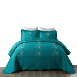 MarCielo 3 Piece Lightweight Bedspread Quilt Set Lapaz Teal