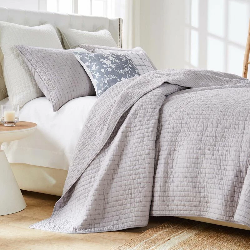 Greenland Home Fashions Monterrey Finely Stitched Quilt Set Classic Gray 2 Greenland Home Fashions Monterrey Finely Stitched Quilt Set Classic Gray - Image 2