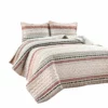 Southwest Stripe Reversible Oversized Quilt 3Pc Set BrickRed/Neutral