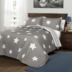 Star Quilt 2Pc Set Gray