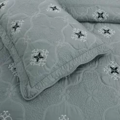 MarCielo 3 Piece Quilted Embroidery Quilts Bedspreads Set Emma Grey -Bed Linings Sales 2024 8f0411e820a045788be408b194d25db0