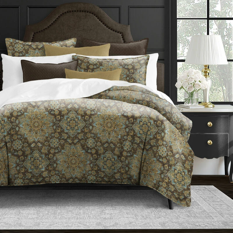 6ix Tailors Fine Linens Tabriz Chocolate Coverlet Set Chocolate 3 6ix Tailors Fine Linens Tabriz Chocolate Coverlet Set Chocolate - Image 3