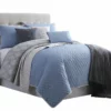 Andria 10 Piece Queen Size Comforter And Coverlet Set The Urban Port, Blue And Gray-Benzara