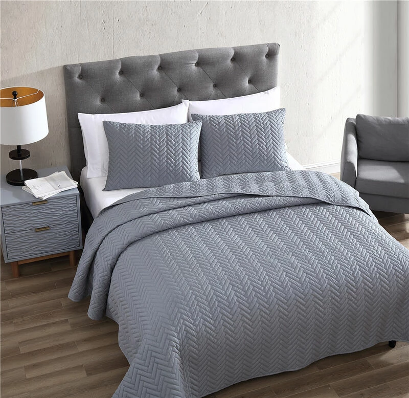 Birch 3 Piece King Quilt Set Gray Gray 1 Birch 3 Piece King Quilt Set Gray Gray