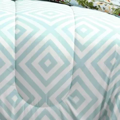 Elia Polyester Comforter Set, Tropical Design, Green, White-Benzara Green And White -Bed Linings Sales 2024 969485af1c8340ce84c6a9e9875151cd