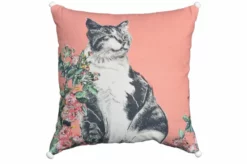 18"x18" Pink Decorative Pillow (Cat)