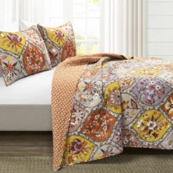 Bohemian Flower Reversible Oversized Cotton Quilt 3Pc Set Tangerine/Lilac -Bed Linings Sales 2024 97cfca3100de46dc8a6d5598008e659d