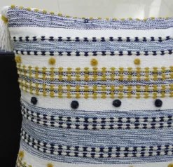 20"x20" Designer Striped Pillow With Mini Poms And Tassels -Bed Linings Sales 2024 998fcc95f73c4ff08045ff23ae2f1a60