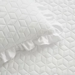 French Country Geo Ruffle Skirt Bedspread 3Pc Set White -Bed Linings Sales 2024 9a573227c3fc46b1aa29c7ff6d1f4cc2