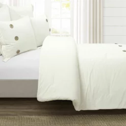 Linen Button Cotton Blend Comforter 5-Pc Set OffWhite