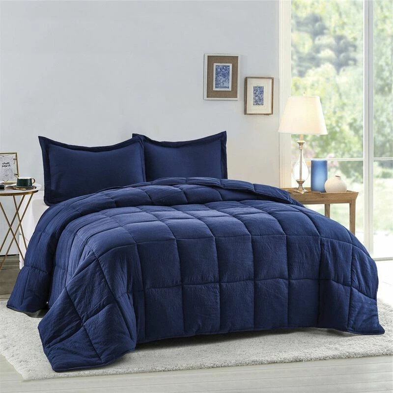 QuikFurn 3 Piece Microfiber Reversible Comforter Set Navy,Blue 3 QuikFurn 3 Piece Microfiber Reversible Comforter Set Navy,Blue - Image 3