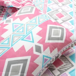Navajo Stripe Malibu Reversible Oversized Quilt 2Pc Set Pink/Turquoise -Bed Linings Sales 2024 a0a2f5834e0d4341a45692a3a5690ebd