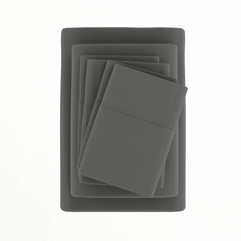 6 Piece Essential Solid Colors Bed Set - Fitted Sheet, Flat Sheet, Extra Pillowcase(s) Gray 5 6 Piece Essential Solid Colors Bed Set - Fitted Sheet, Flat Sheet, Extra Pillowcase(s) Gray - Image 5