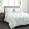 Teardrop Leaf Quilt Blue 3Pc Set King Blue