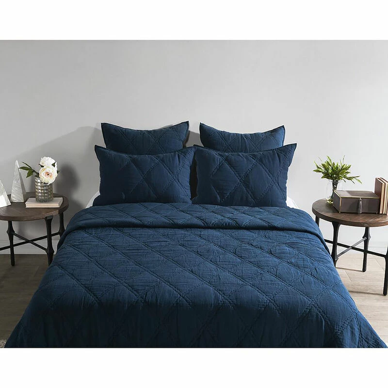 Kosas Home Casi 100% Belgian Flax Linen Midnight Blue Quilt By Kosas Home Blue 3 Kosas Home Casi 100% Belgian Flax Linen Midnight Blue Quilt By Kosas Home Blue - Image 3